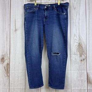 Levi's Boyfriend Distressed Denim Jeans Cropped Ankle Capri Pants Blue Size 33